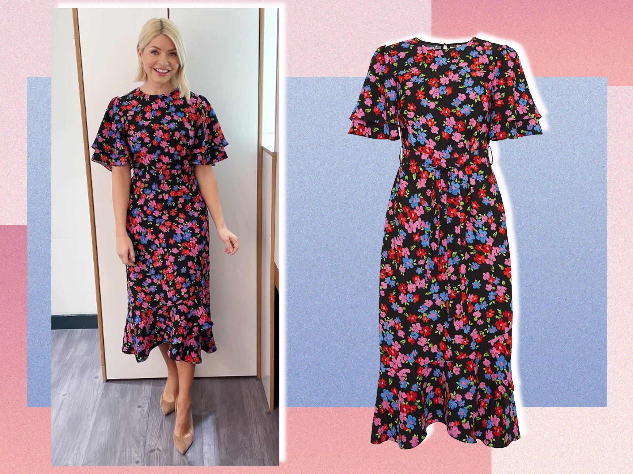 Holly Willoughby s dress Shop the Oasis floral midi frock now for less than 50 The Independent